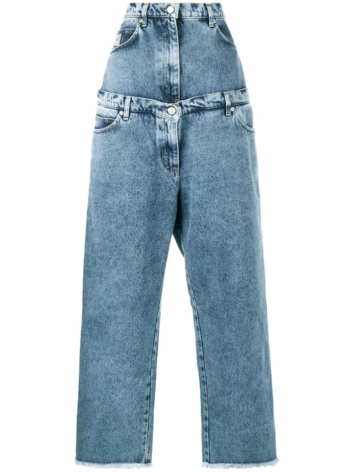 Natasha Zinko Layered Acid Blue High Waisted Wide Leg Jeans