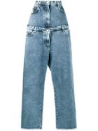 Natasha Zinko Layered Acid Blue High Waisted Wide Leg Jeans
