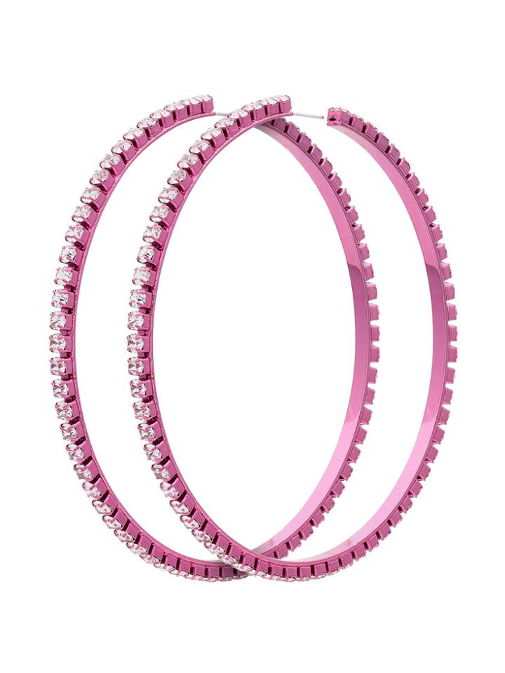 Area Pink Dorinda Crystal Hoop Earrings - Pink & Purple