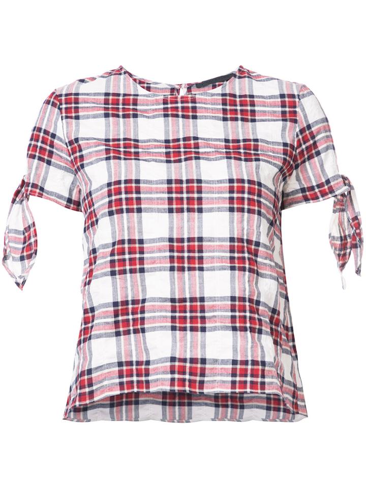 Jenni Kayne Plaid Tie-sleeve Blouse - Red