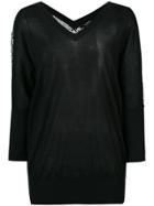 Derek Lam Batwing Sweater With Printed Back - Black