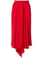 Tome Tie Waist Asymmetrical Skirt - Red