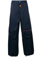 Walter Van Beirendonck Vintage Knee Pockets Loose Trousers - Blue