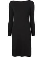 Cédric Charlier Open Back Long Sleeve Knit Dress, Women's, Size: 42, Black, Virgin Wool