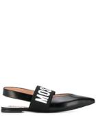 Moschino Logo Strap Ballerinas - Black