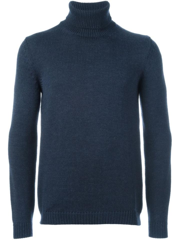 Roberto Collina Turtle Neck Jumper, Men's, Size: 46, Blue, Merino