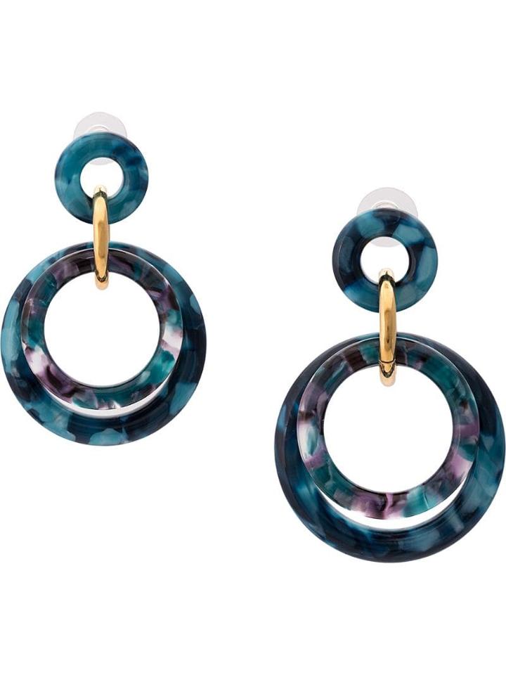 Lele Sadoughi Golden Double Ring Earrings - Blue
