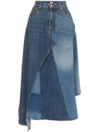Loewe Asymmetric Patchwork Denim Skirt - Blue