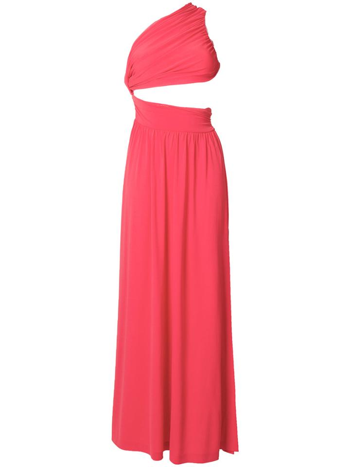 Pinko One Shoulder Cutout Gown - Pink & Purple