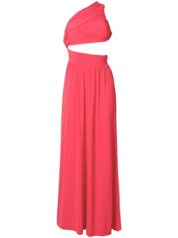 Pinko One Shoulder Cutout Gown - Pink & Purple