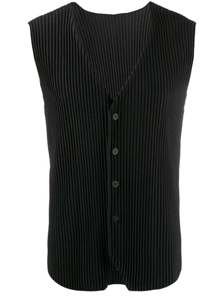 Homme Plissé Issey Miyake Pleated Waistcoat - Black
