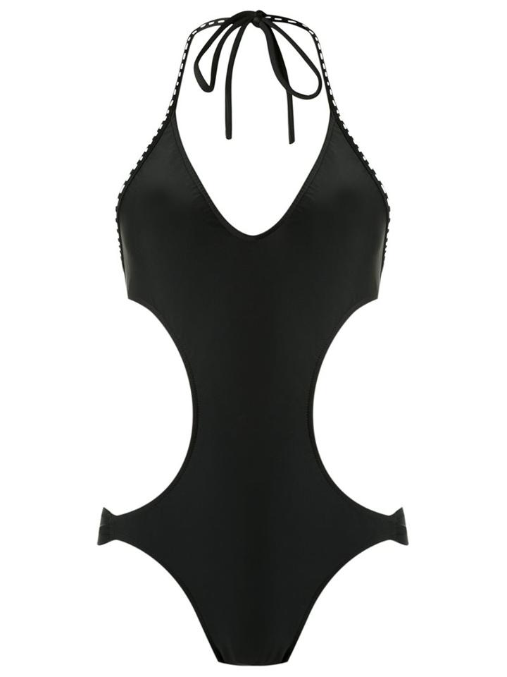 Blue Man Cut Out Details Swimsuit, Women's, Size: G, Black, Lyocell