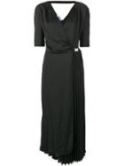 Prada Buckle Wrap Pleated Dress - Black