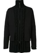 Yohji Yamamoto Layered Zip Cardigan, Men's, Size: 4, Black, Cotton/wool