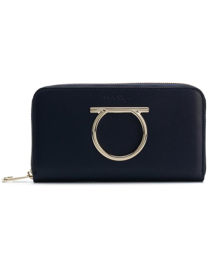 Salvatore Ferragamo Gancini Zip Around Wallet - Blue