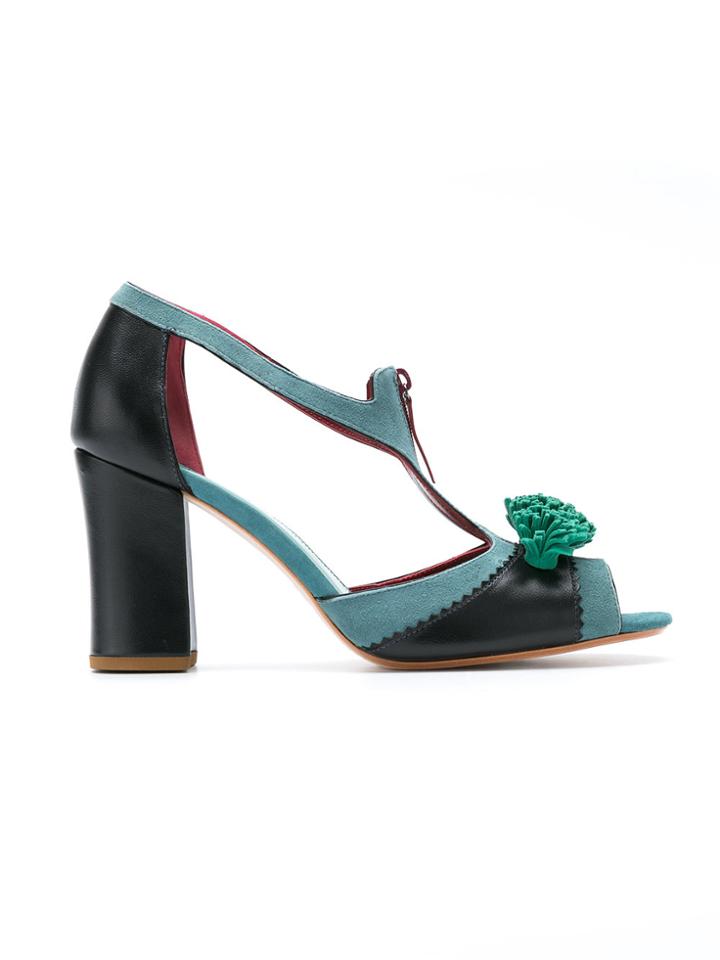 Sarah Chofakian Pompom Sandals - Blue