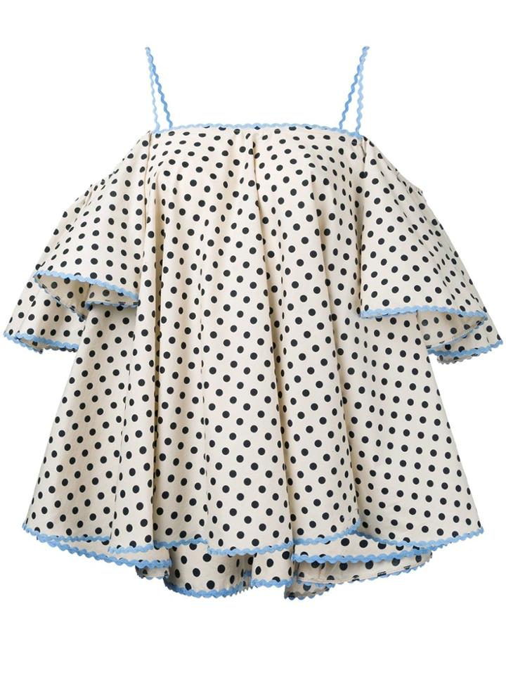 Anna October Polka Dot Off Shoulder Top - Neutrals