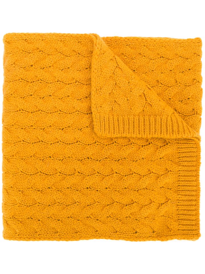 Lardini Cable Knit Scarf - Yellow & Orange