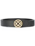 Emporio Armani Logo Buckle Belt, Women's, Size: 85, Black, Calf Leather