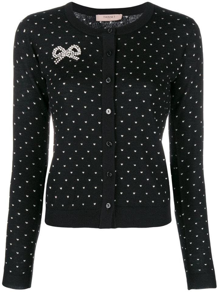 Twin-set Heart Print Cardigan - Black