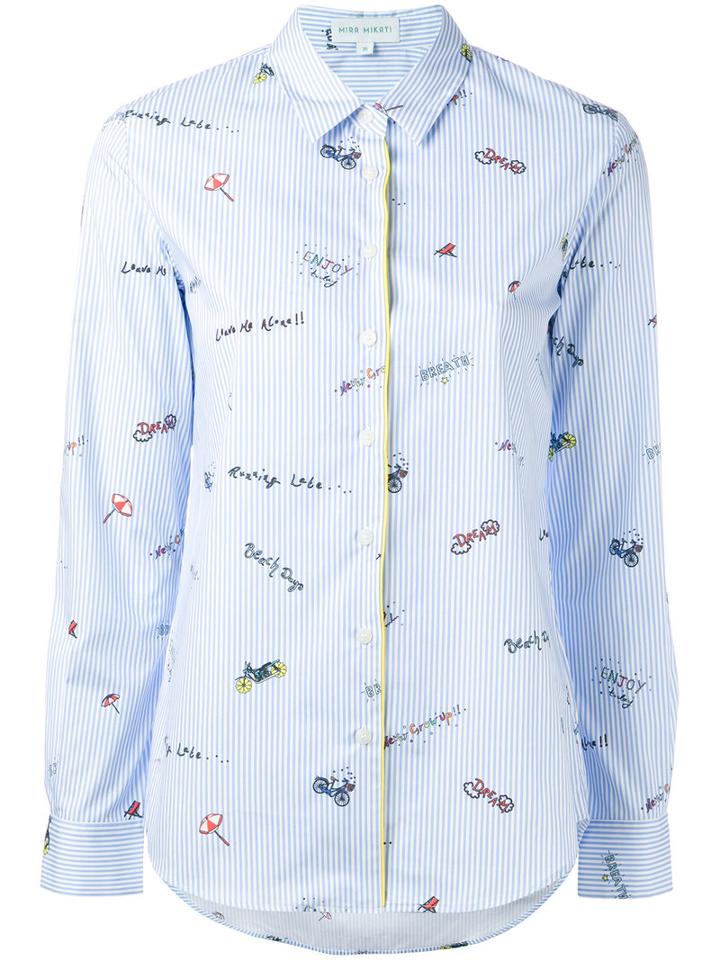 Mira Mikati Printed Striped Shirt, Women's, Size: 42, Blue, Cotton/polyester