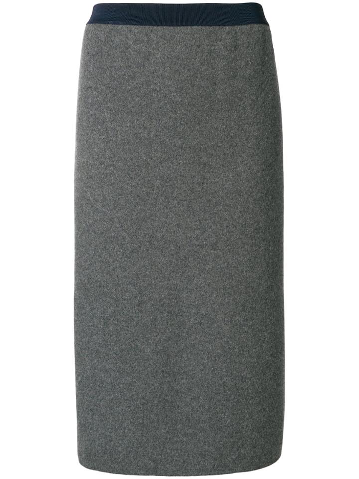 Thom Browne Vertical Stripe Wool Pencil Skirt - Grey