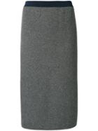 Thom Browne Vertical Stripe Wool Pencil Skirt - Grey