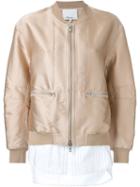 3.1 Phillip Lim Shirt Tail Bomber Jacket, Women's, Size: 0, Brown, Silk/polyester