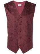 Valentino Vintage Single Breasted Patterned Waistcoat - Red