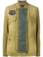 Mr & Mrs Italy Embellished Panel Bomber Jacket, Women's, Size: 38, Green, Cotton