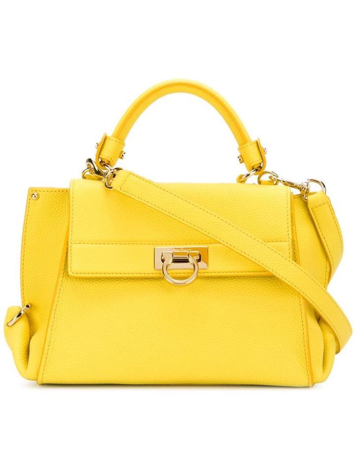 Salvatore Ferragamo Sofia Tote, Women's, Yellow/orange, Calf Leather