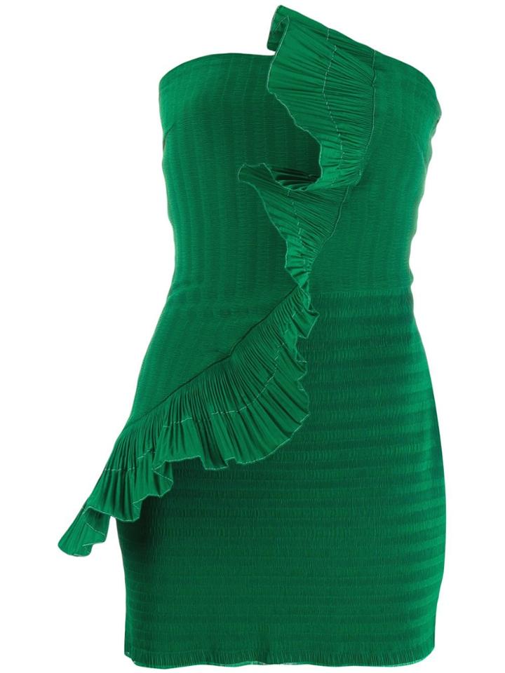 Area Ruffle Trim Mini Dress - Green