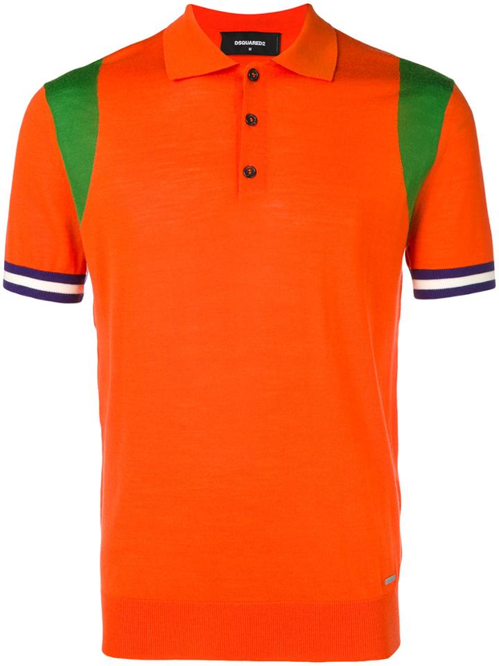 Dsquared2 Contrast Trim Polo Knit - Yellow & Orange