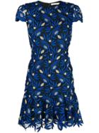 Alice+olivia Embroidered Floral Mini Dress - Blue
