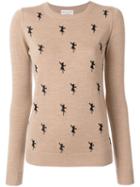 Sonia Rykiel Embroidered Panther Jumper - Neutrals