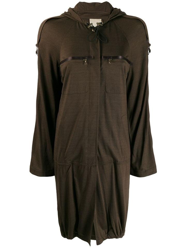 Lanvin Pre-owned Hooded Drawstring Dress - Brown