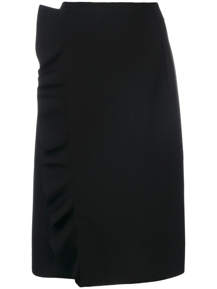 Msgm Frilled Detail Wrap Skirt - Black