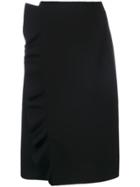 Msgm Frilled Detail Wrap Skirt - Black