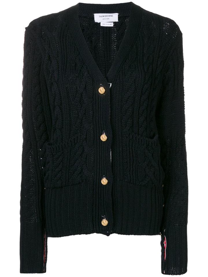 Thom Browne Fun-mix Aran Cable Cardigan - Blue