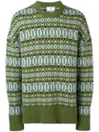 Ami Paris Crewneck Sweater Nordic Jacquard Pattern - Green