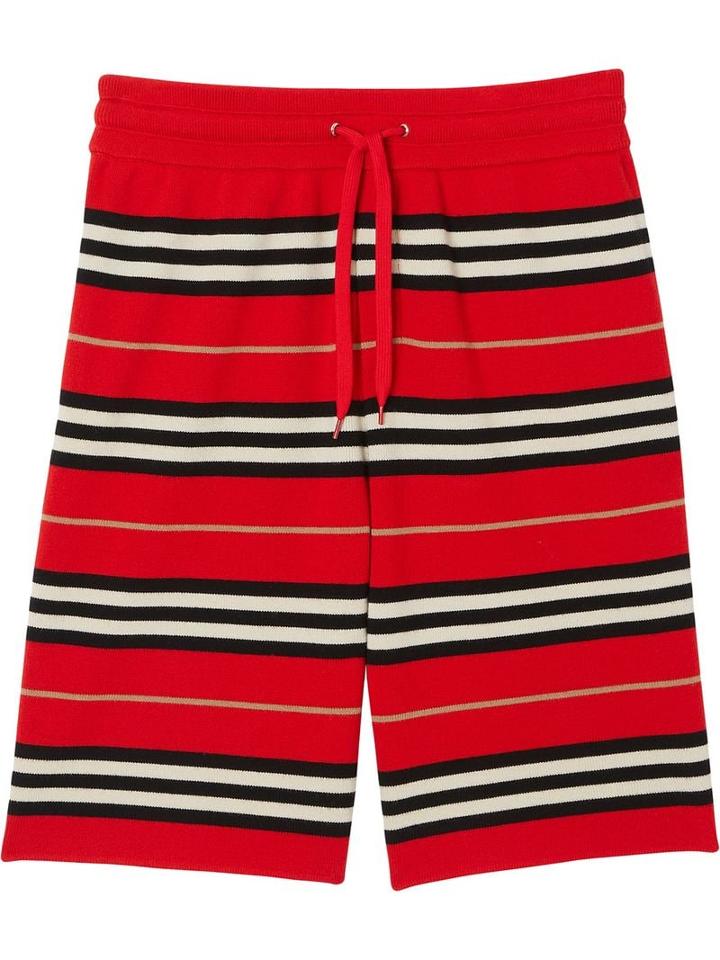 Burberry Drawcord Striped Shorts - Red