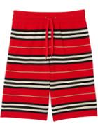 Burberry Drawcord Striped Shorts - Red