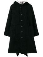 Yohji Yamamoto Oversized Hooded Coat - Black