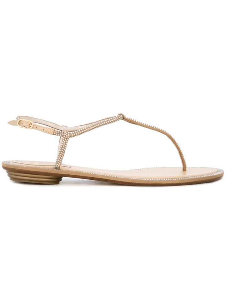 René Caovilla Embellished Thong Flat Sandals