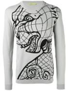 Versace Jeans Tiger Print Sweatshirt, Men's, Size: Medium, Grey, Cotton/viscose