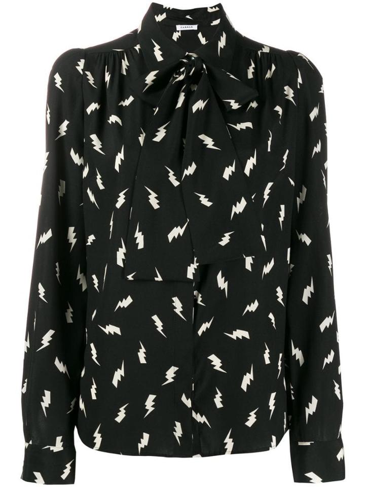 P.a.r.o.s.h. Print Bow Tie Blouse - Black