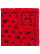 Alexander Mcqueen Skull Insect Scarf - Red