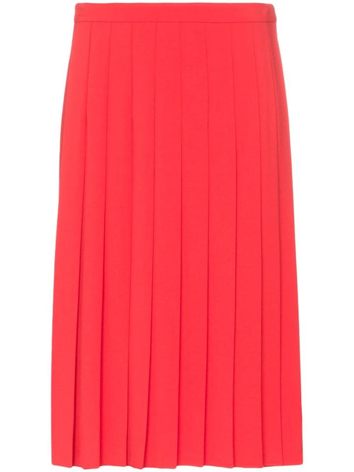 Burberry Farrah Pleated Midi Skirt - Red