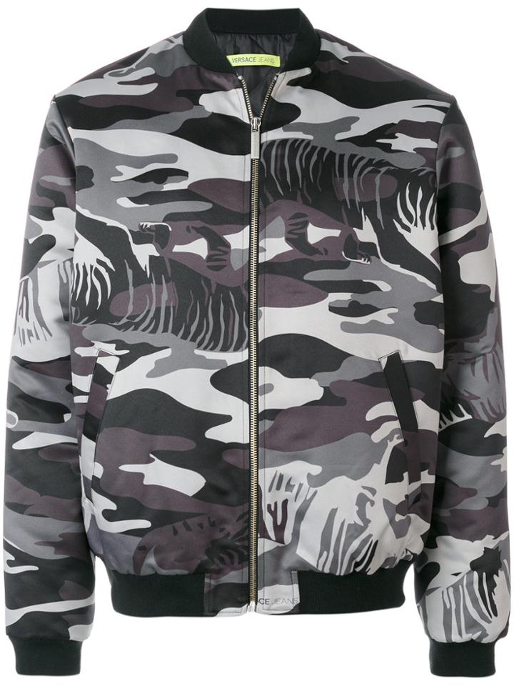 Versace Jeans Camouflage Pattern Bomber - Grey