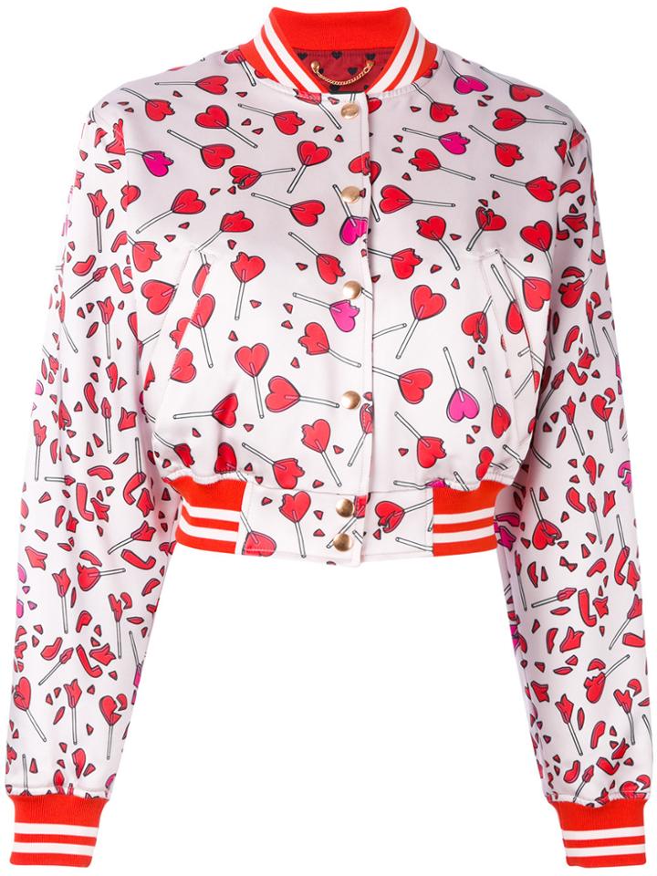 Diesel Heart Print Bomber Jacket - Pink & Purple